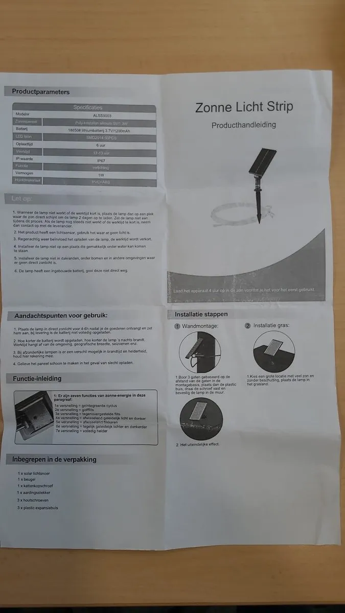 Lybardo Solar Tuinverlichting Lichtsnoer 5m - 7 Functies - Warmwit