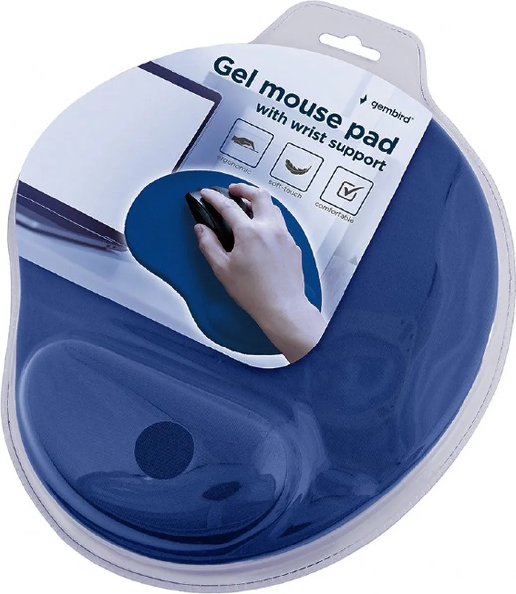 Gembird Muismat met Gel Polssteun - Blauw