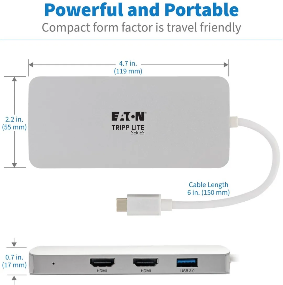 Eaton Tripp-Lite U442-DOCK12-S USB-C Docking Station - Zilver - afbeelding 5 van 6