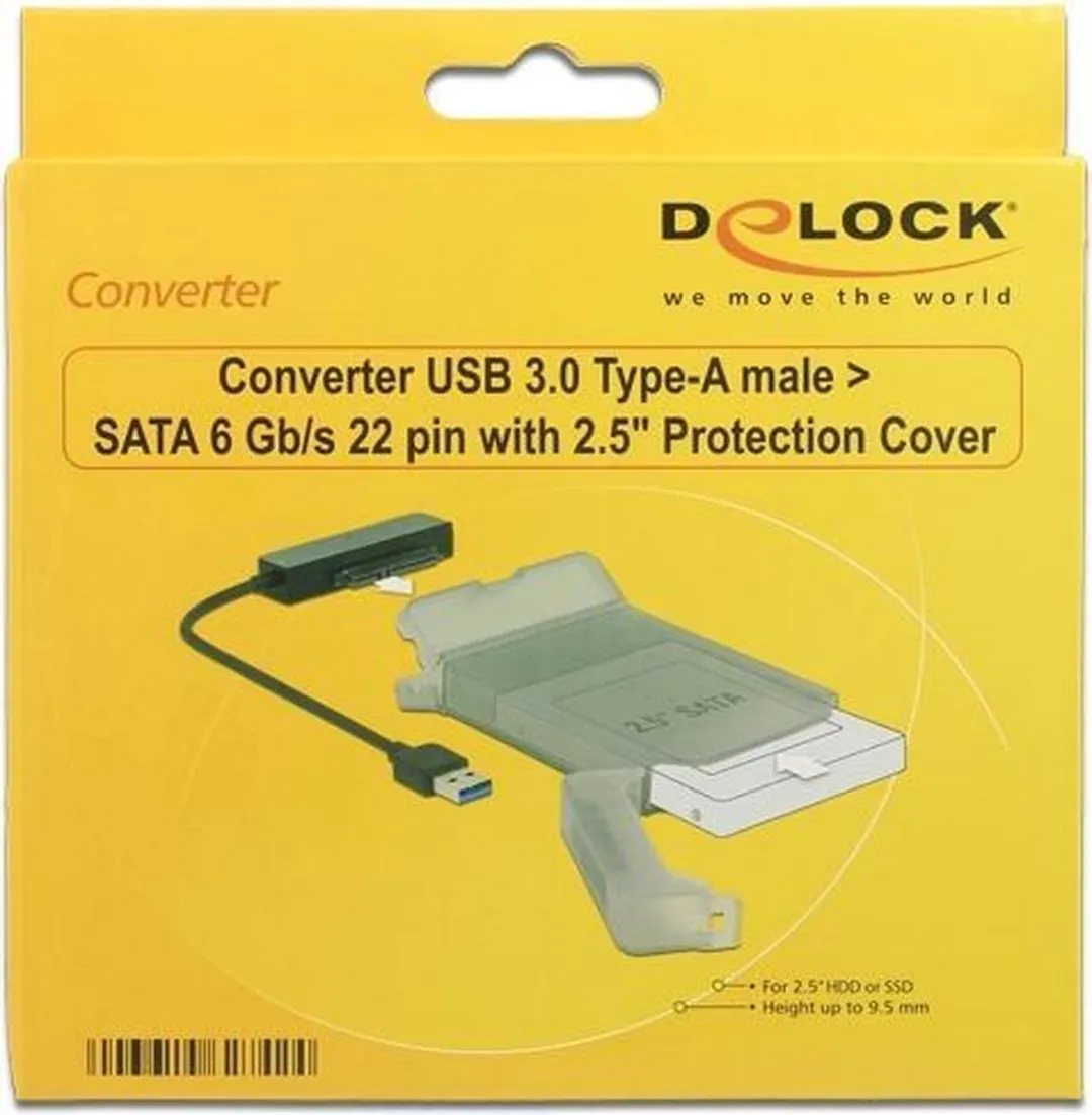 Delock 62742 USB 3.0 naar SATA Converter - 22 pin - Zwart