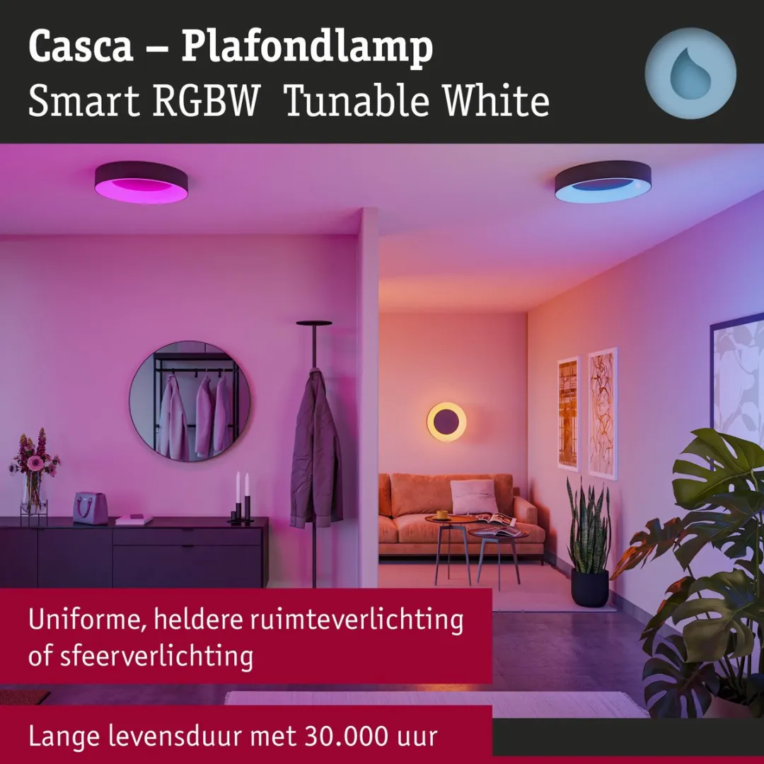 Paulmann Casca LED Plafondlamp Zigbee 3.0 RGBW 1750lm - Zwart mat - afbeelding 6 van 6