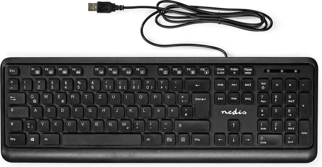 Nedis KBMU200BKDE Bedraad Toetsenbord QWERTZ - Multimedia - Zwart