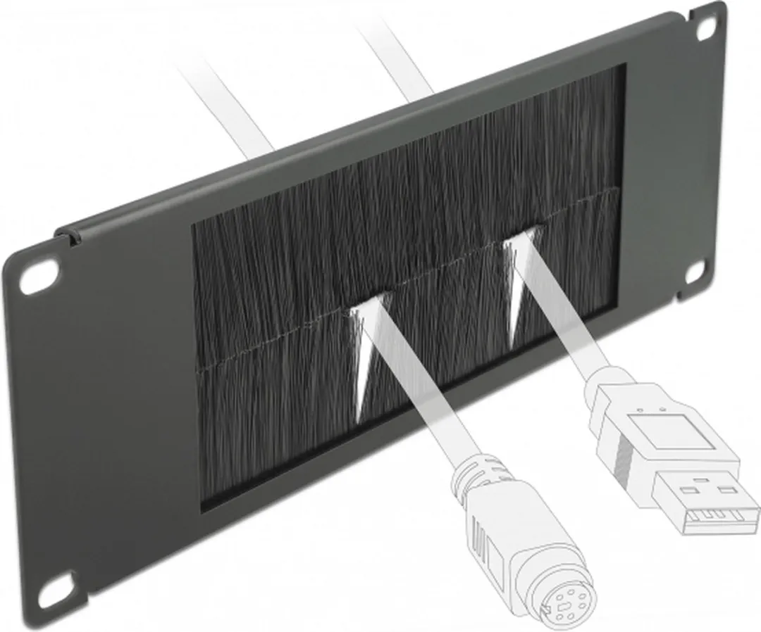 Delock 66481 Kabelbeheersborstel 2U - 10" - Zwart - afbeelding 2 van 4