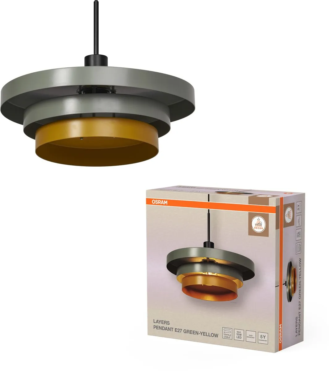 Osram Layers Decoratieve Hanglamp E27 - 400mm - Groen/Geel