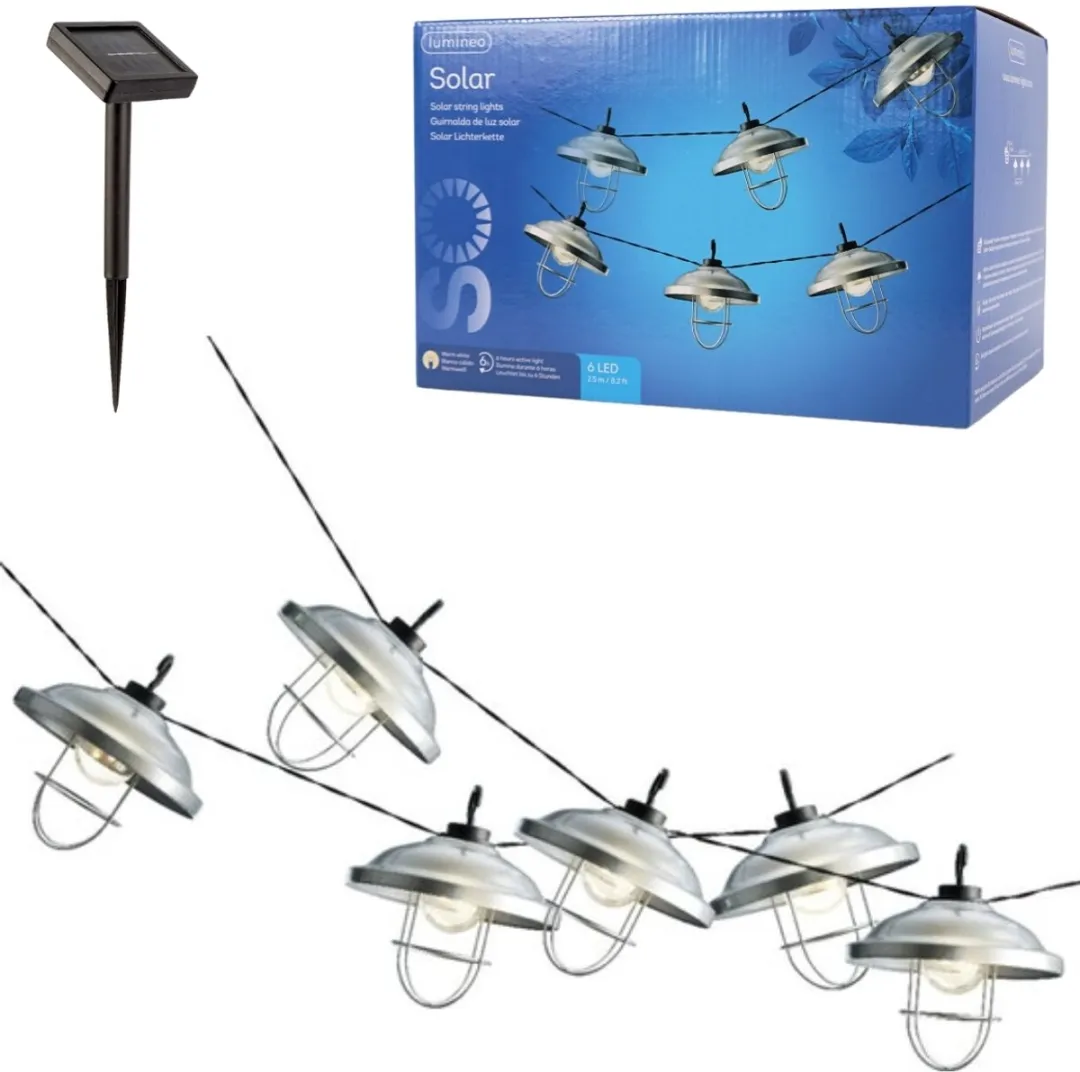 Decoris Solar Tuinverlichting 2,5m - 6 Lampjes Zwart