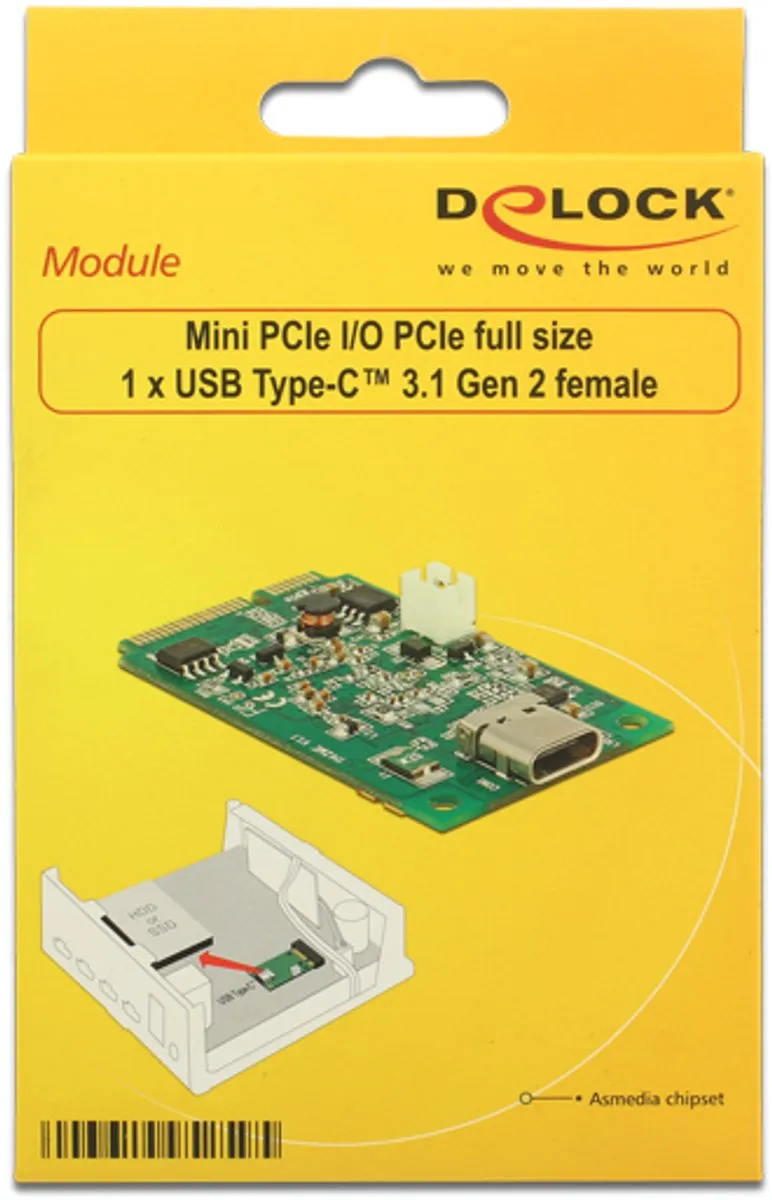 Delock Mini PCIe I/O USB-C 3.1 Gen 2 - Groen