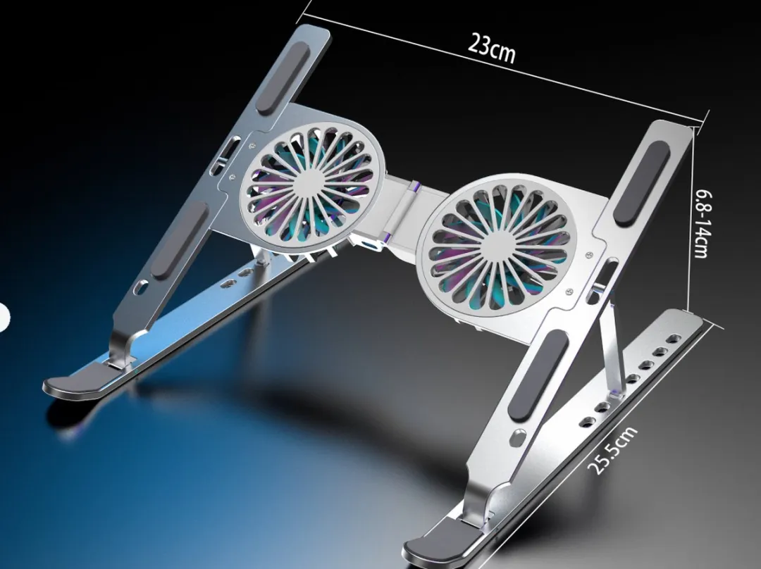 NÖRDIC LH-572 Aluminium Laptopstandaard - 2 Ventilatoren - Grijs