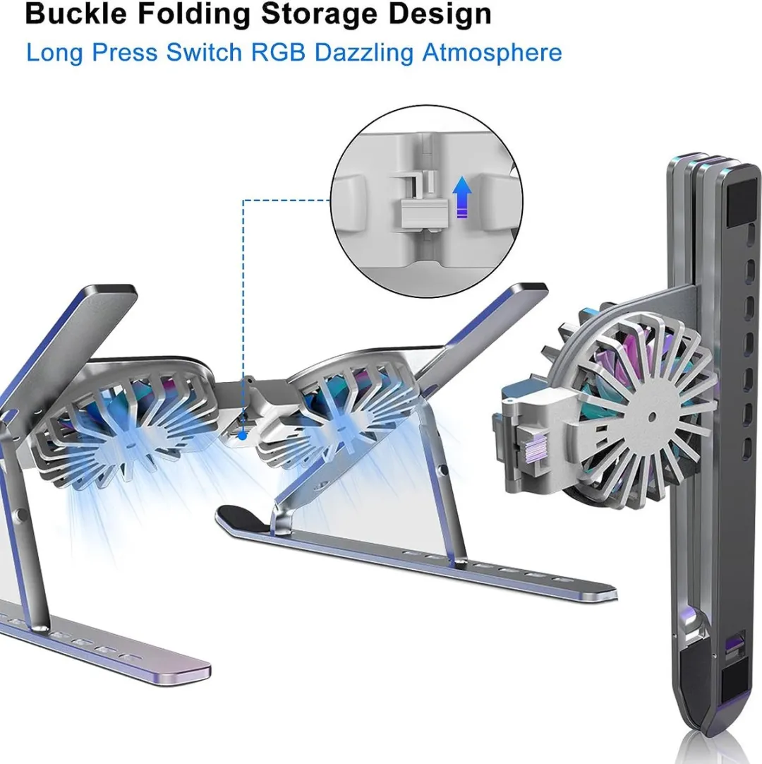 NÖRDIC LH-572 Aluminium Laptopstandaard - 2 Ventilatoren - Grijs