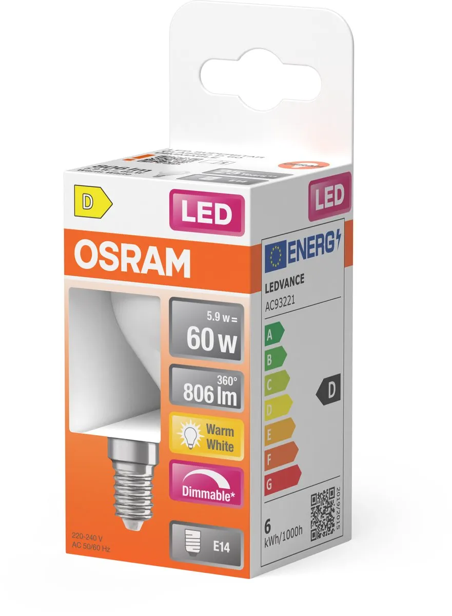 Osram LED-lamp E14 6.5W Warmwit Mat - 2700K