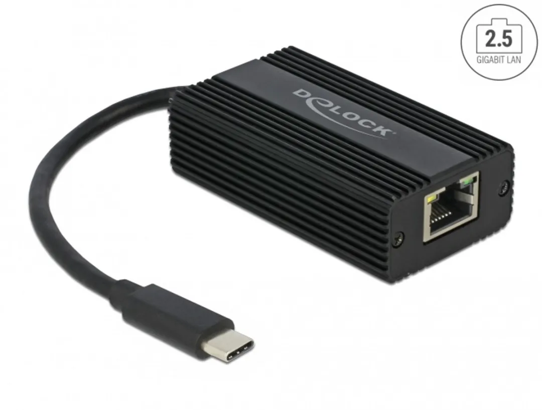 Delock USB Type-C naar RJ45 Tussenstuk 65990 - Zwart
