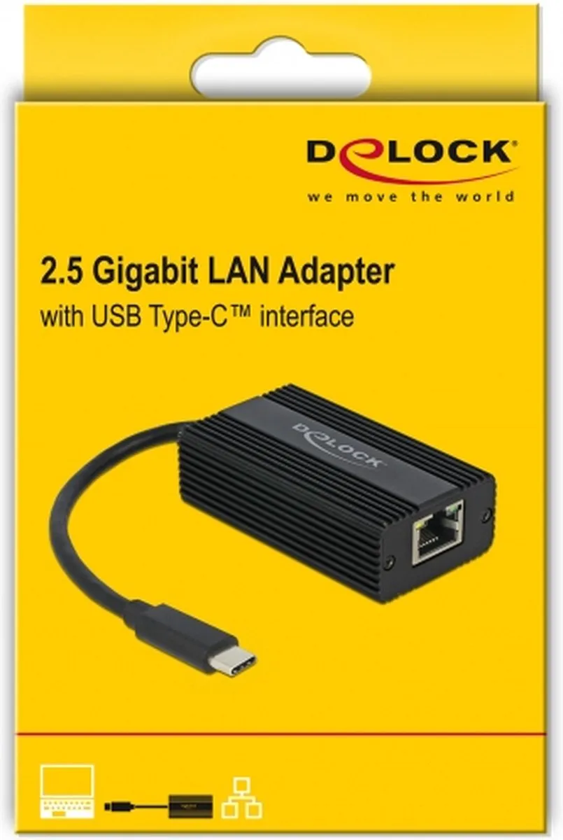 Delock USB Type-C naar RJ45 Tussenstuk 65990 - Zwart
