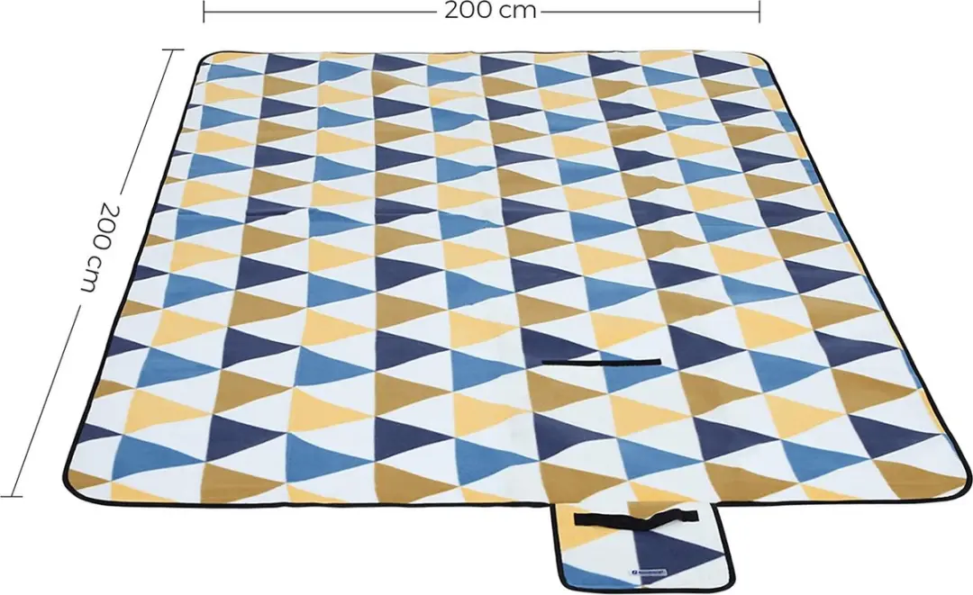 Songmics Picknickkleed 200x200cm - Waterdicht - Geel/Blauw/Wit - afbeelding 6 van 6