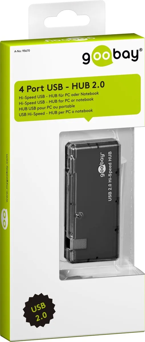 Goobay USB Hub 4 Poorten USB2.0 95670 - Zwart