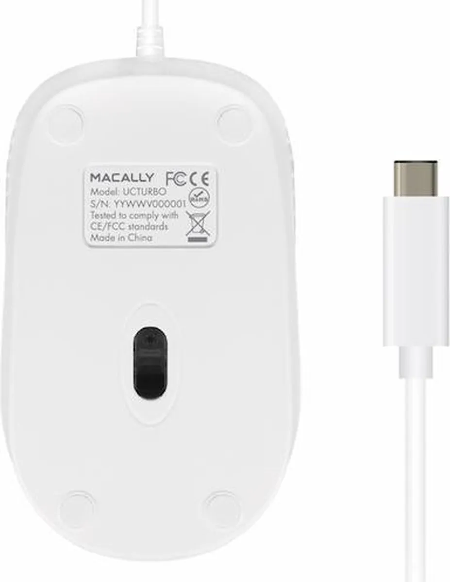 Macally UCTURBO Optische USB-C Muis - Wit