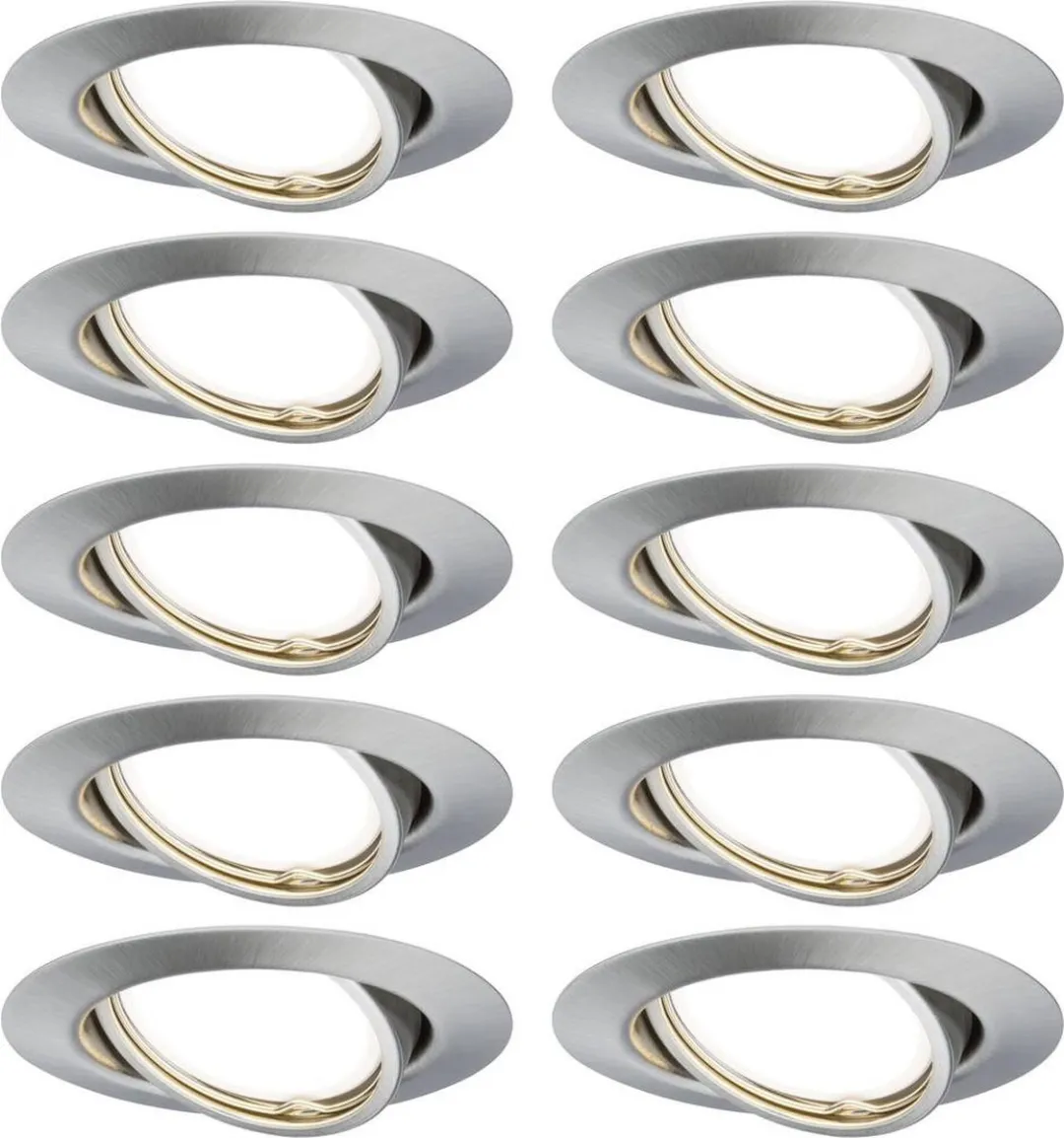 Paulmann Base Basisset Inbouwlamp 10x GU10 - 90mm - Staal geborsteld