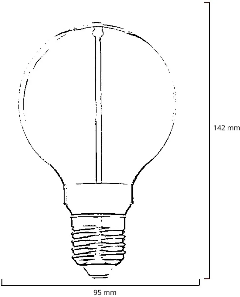 Lybardo Premium E27 LED Globe 95mm - 3.5W 1800K Rookglas