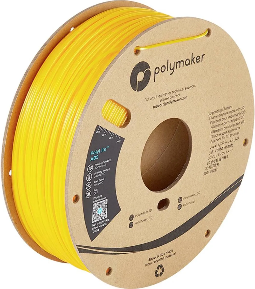 Polymaker PE01006 PolyLite Filament ABS kunststof Geurarm 1.75 mm 1000 g Geel 1 stuk(s)