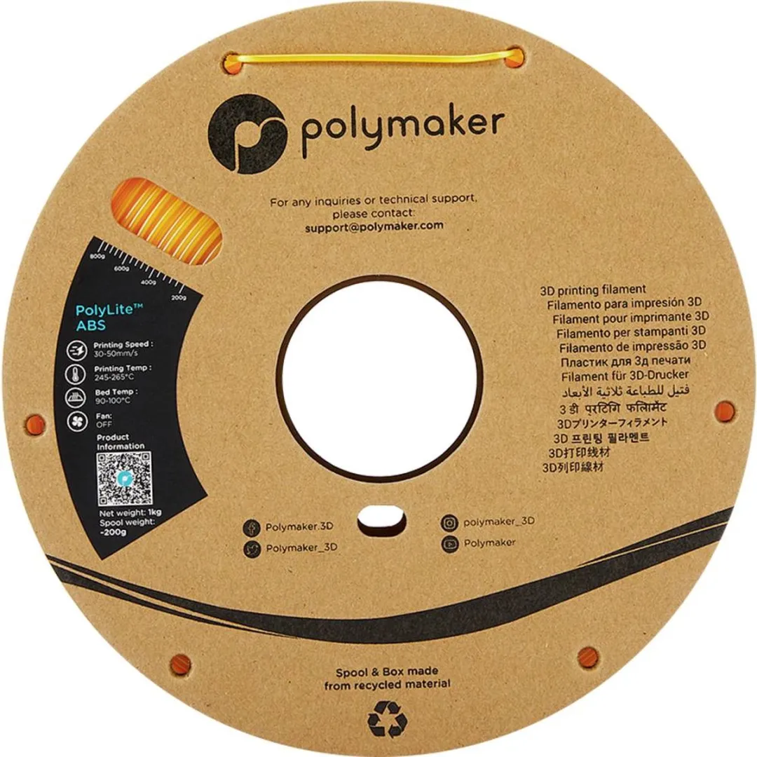 Polymaker PE01006 PolyLite Filament ABS kunststof Geurarm 1.75 mm 1000 g Geel 1 stuk(s)
