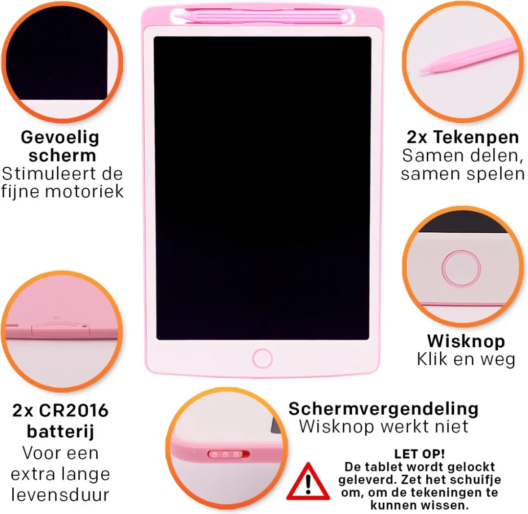 LCD Tekentablet "Roze" 10 inch - Educatief Speelgoed - Speelgoed Meisjes - Sinterklaas Speelgoed - Schoencadeautjes - Sint - Grafische Tablet - Writing Tablet - Speelgoed 4 Jaar - Leren Tekenen - Cadeau Meisje 3 Jaar - Kinderspeelgoed 3 jaar - 6 Jaar