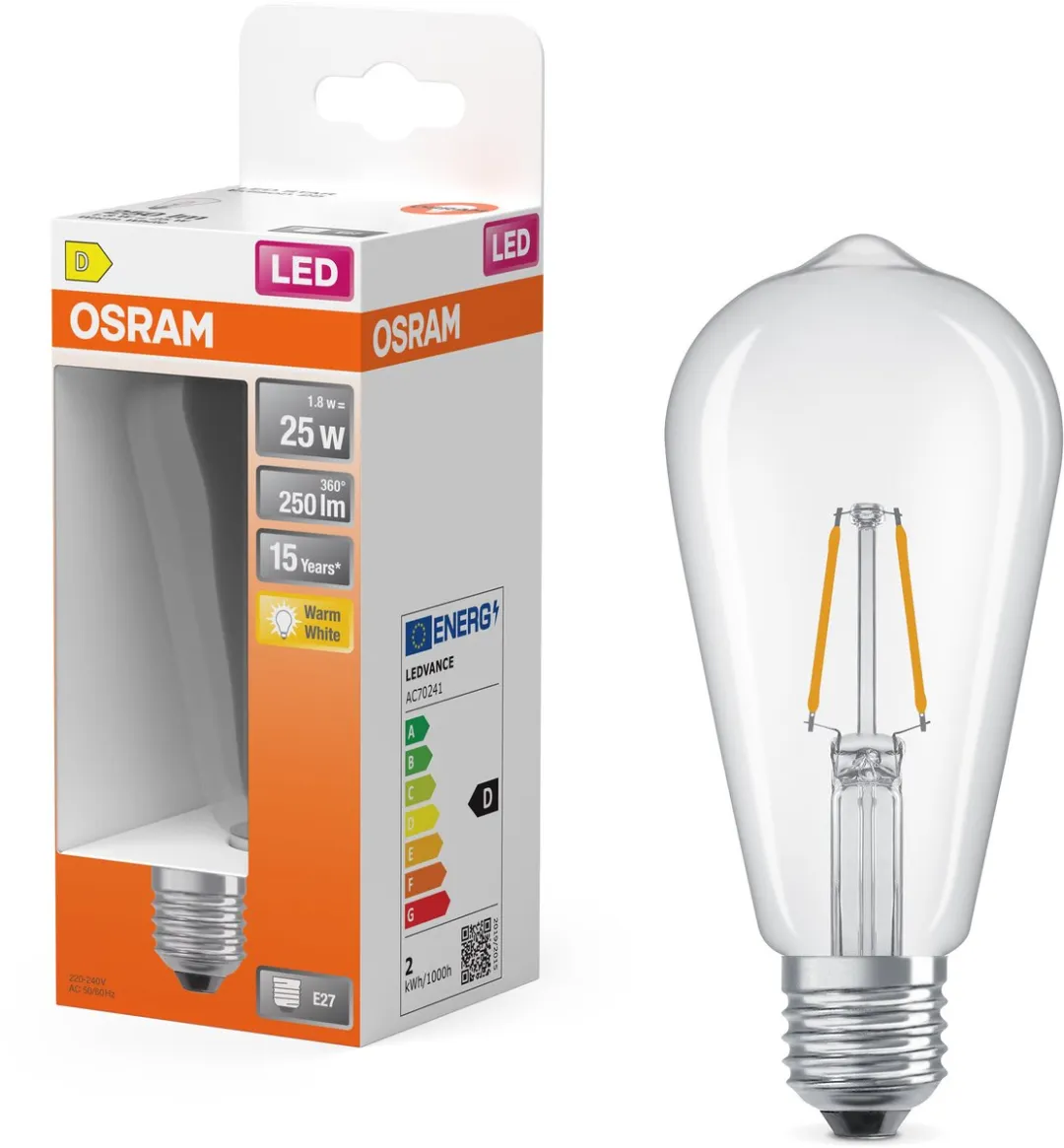 Osram LED Star Edison ST64 Filamentlamp 2700K - 1,8W 250lm E27