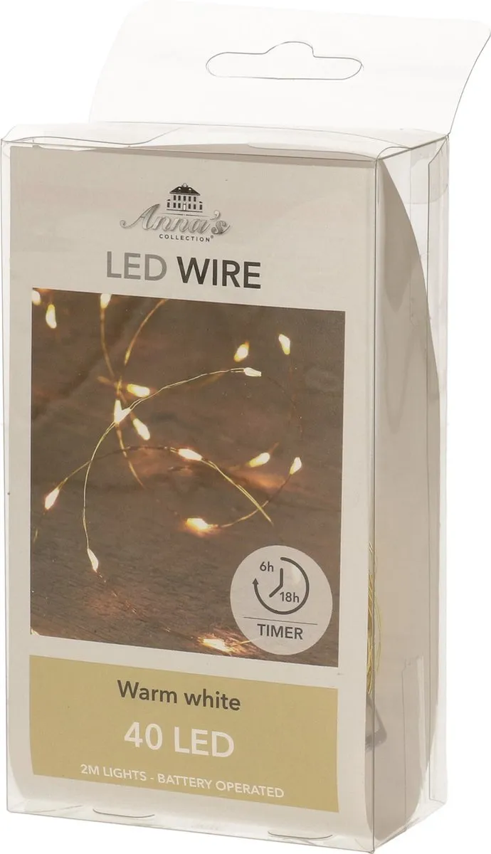 Anna's Collection Draadverlichting 200cm - 40 LED Warm Wit - Goud