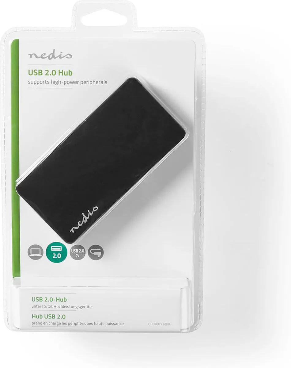 Nedis UHUBU2730BK USB-Hub 7 Poorten - USB 2.0 - Zwart - afbeelding 6 van 6