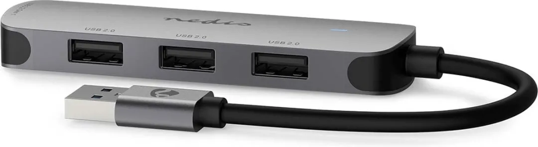 Nedis USB-Hub CCGB61210GY01 - 4 Poorten USB 2.0/3.2 Gen 1 - Grijs