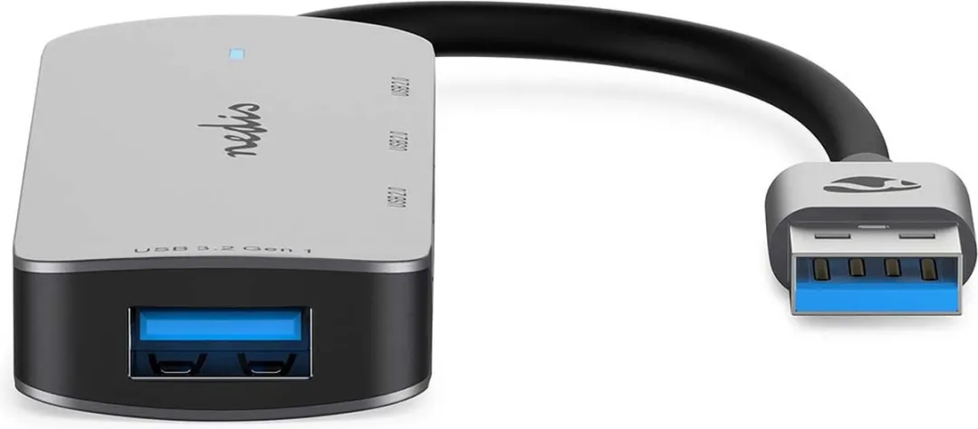 Nedis USB-Hub CCGB61210GY01 - 4 Poorten USB 2.0/3.2 Gen 1 - Grijs