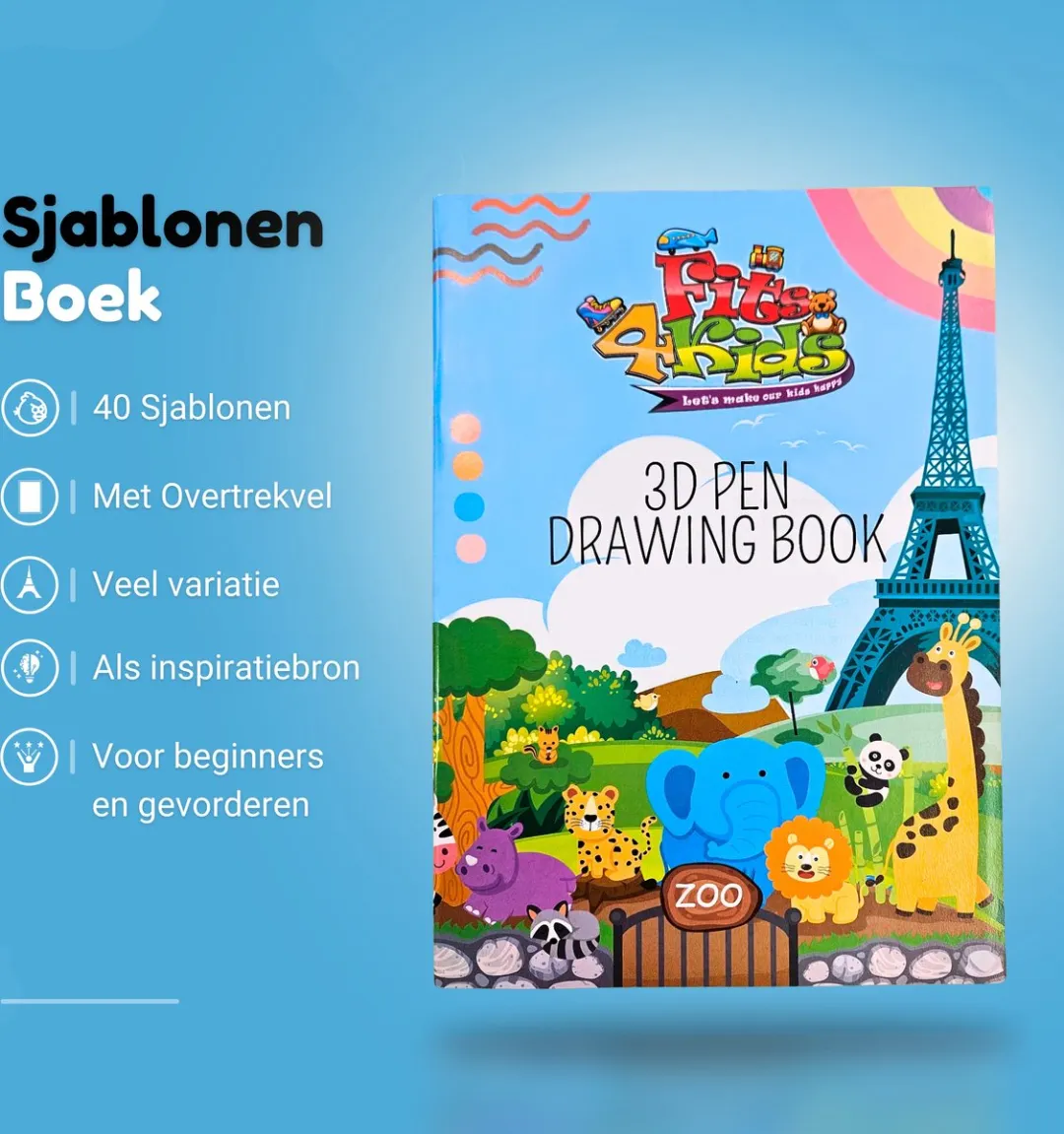 Fits4kids Sjablonenboek XXL met Overtrekvel - 3D Pen Accessoires