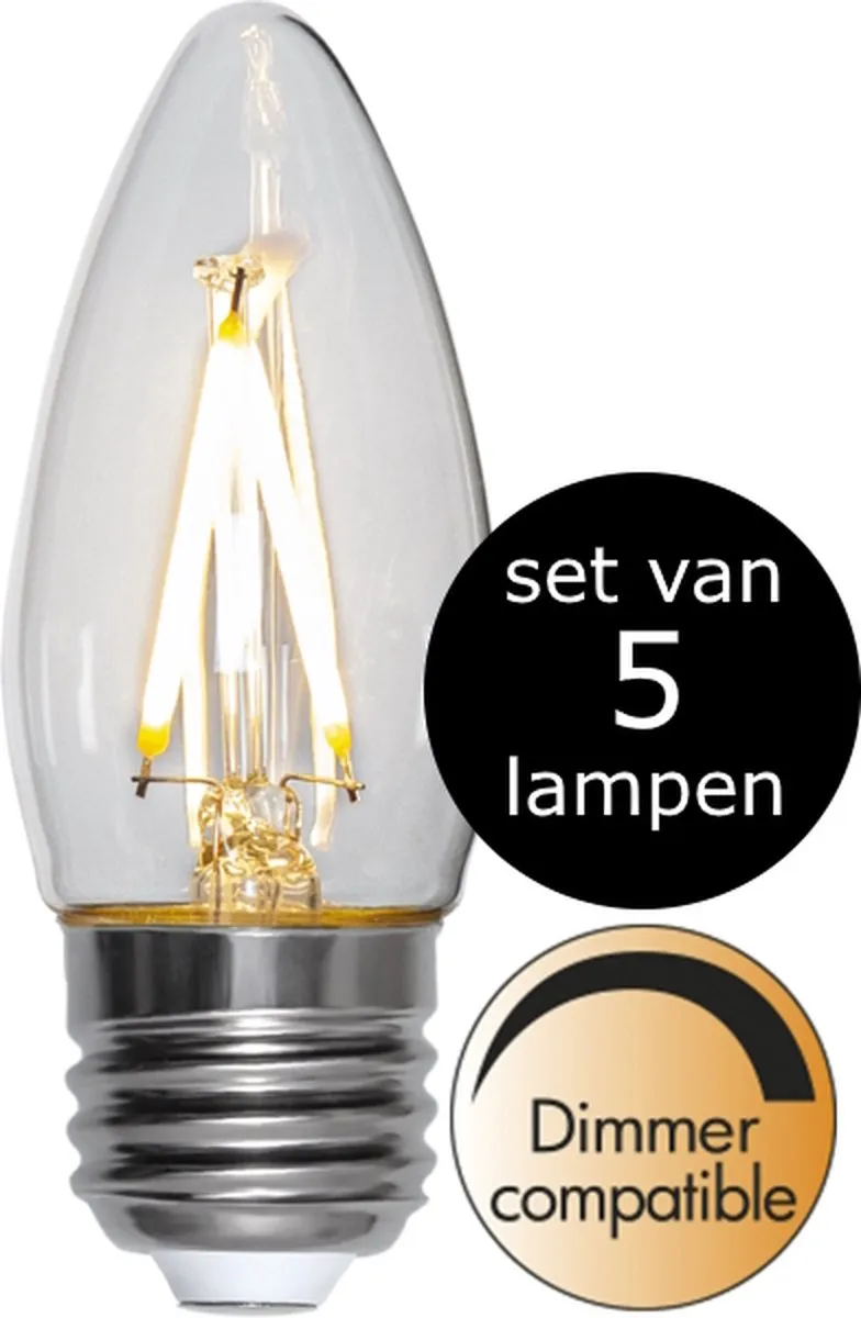 Star Trading Kaarslamp E27 2.5W Extra Warm Wit - 5 Stuks