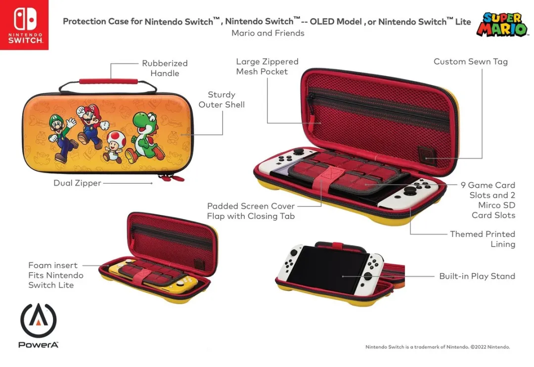 POWERA Beschermhoes Nintendo Switch OLED/Mario and Friends - Multi Kleuren