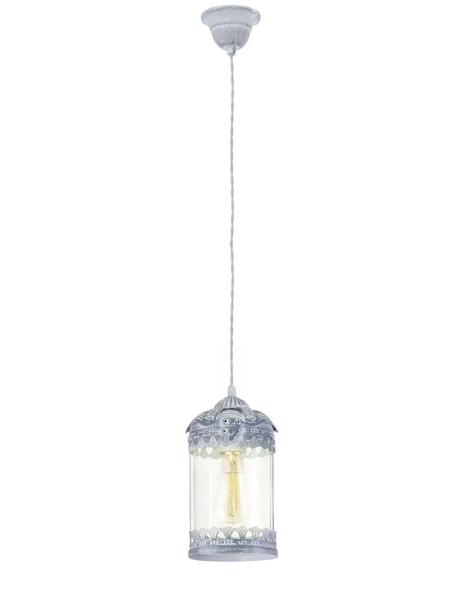 Eglo Vintage Langham Hanglamp - Grijs-Blauw - Heldere lampenkap - afbeelding 6 van 6