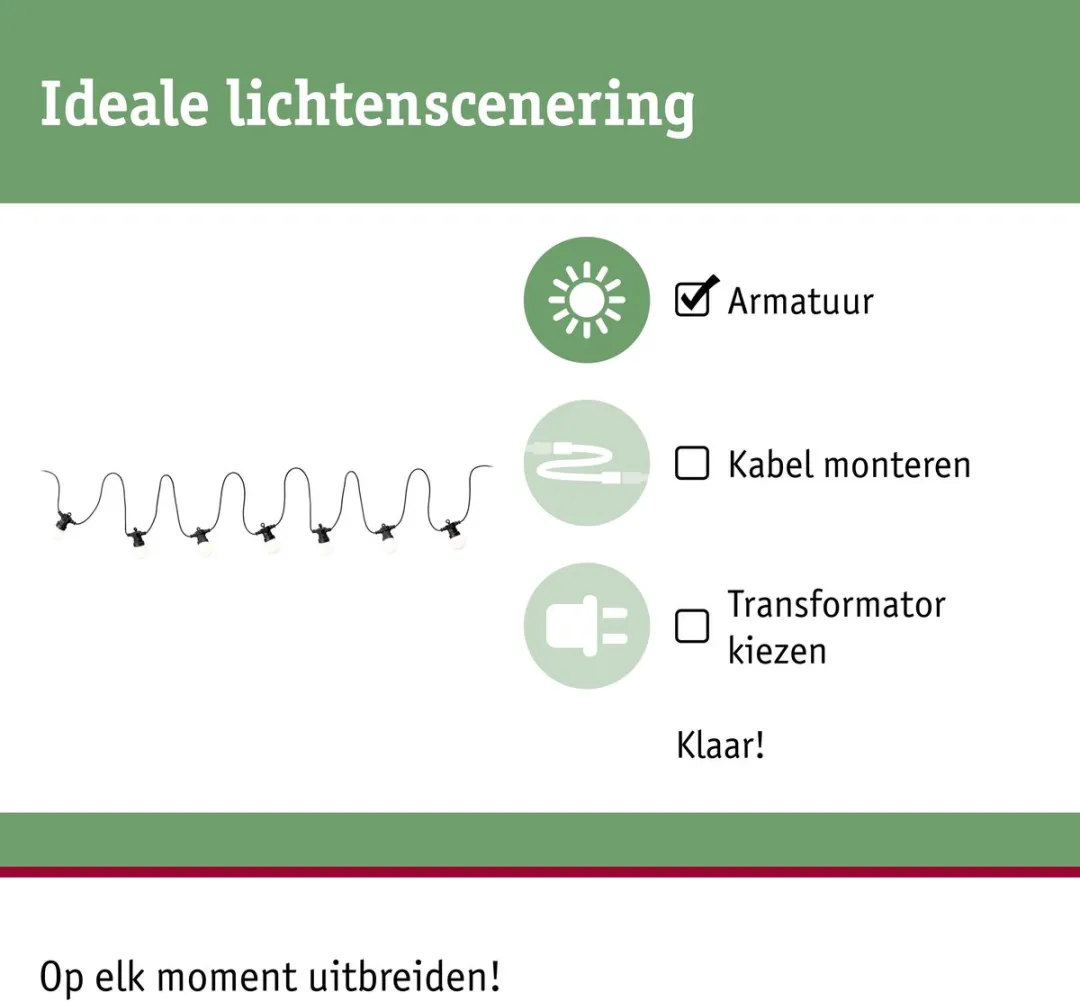 Paulmann Plug & Shine LED-lichtketting 7x0,2W Warm wit IP44 - afbeelding 6 van 6