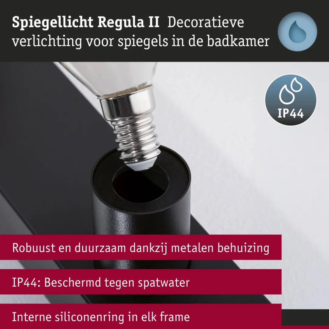 Paulmann LED Spiegellamp Regula II IP44 - 3x40W - Zwart