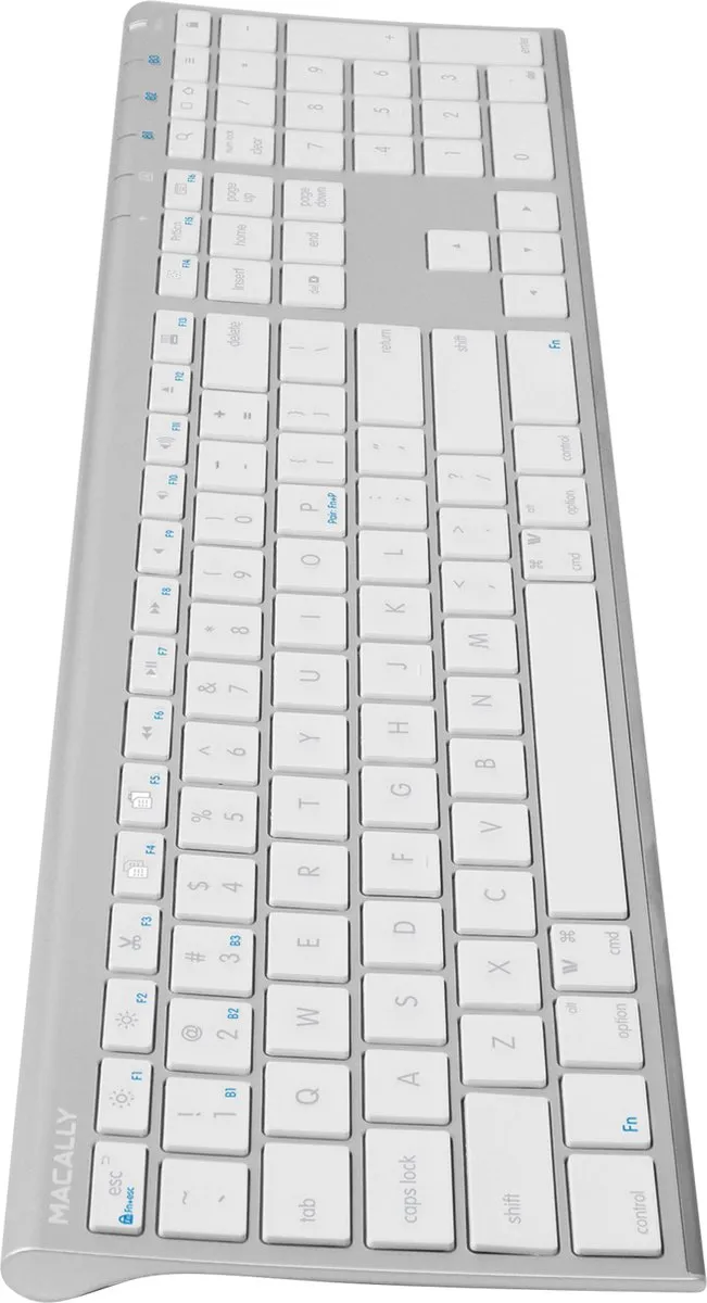 Macally ACEBTKEYA Bluetooth Toetsenbord US - Wit/Zilverkleurig