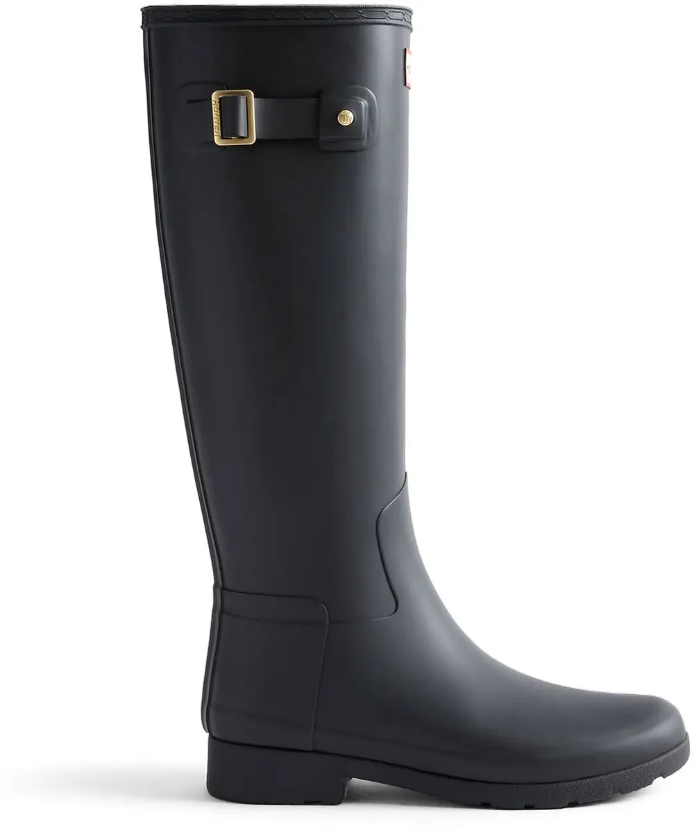 Hunter - Women's Refined Gold Trim Tall Wellington Boots Black - Maat 38