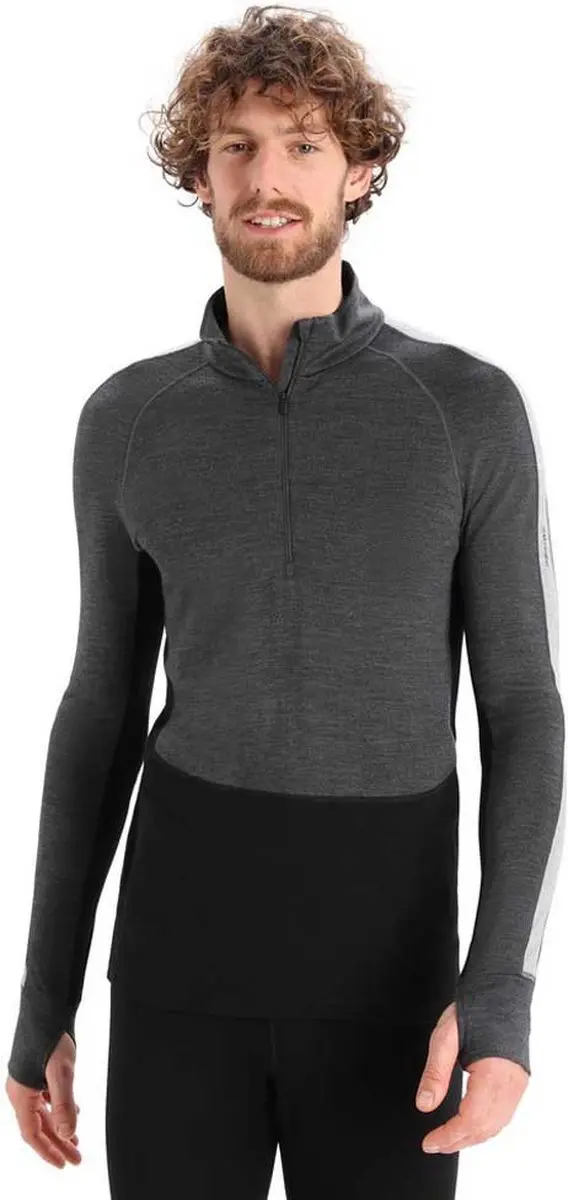 Icebreaker Zone Knit 260 Half Zip Lange Mouwen Basislaag Grijs M Man