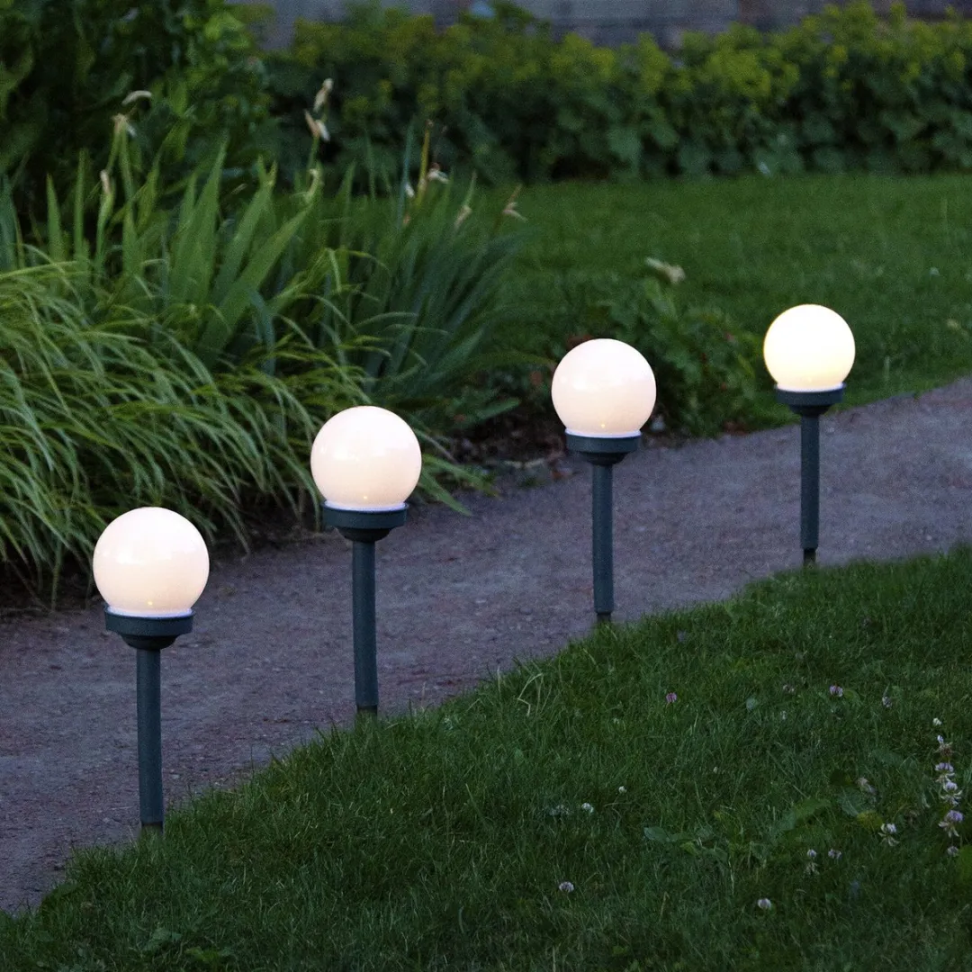 Star Trading Zonnepaaltjeset Bol - 4 Stuks 27cm Warm Wit