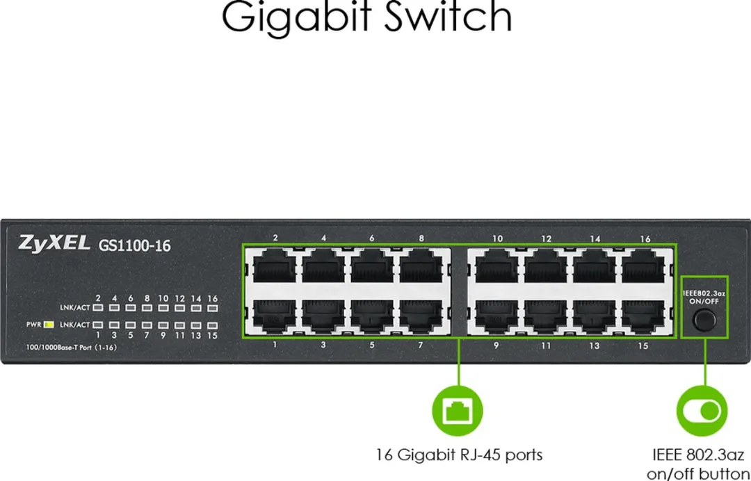 Zyxel GS1100-16 Unmanaged Netwerkswitch - 16 Poorten