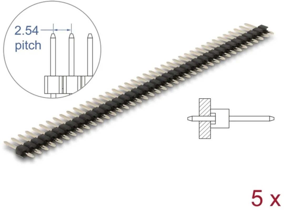 Delock Pin Header 40 Pin 2.54mm 1-rij Recht