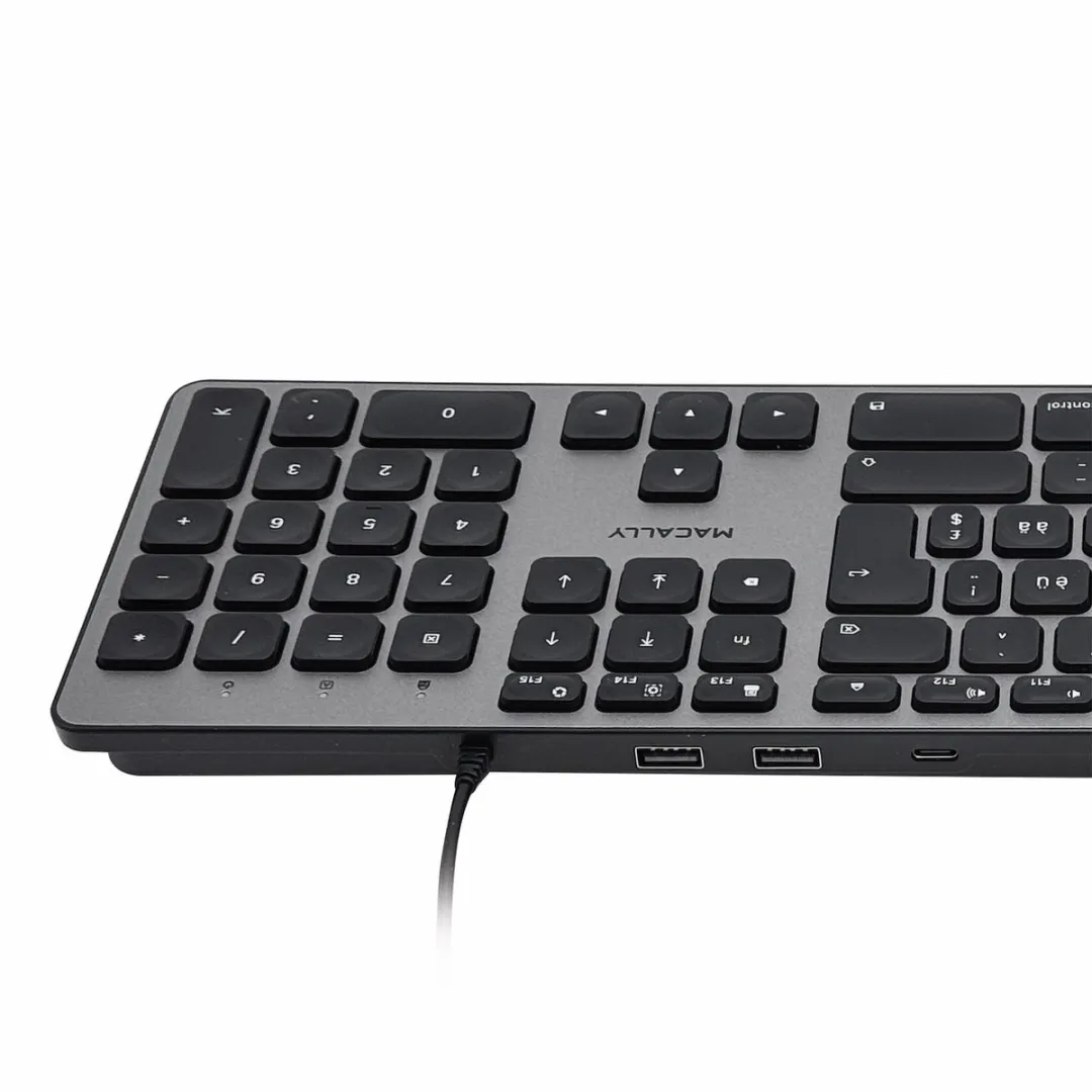 Macally UCZKEYHUBSG-UK USB-toetsenbord - 3-poorts hub - QWERTY