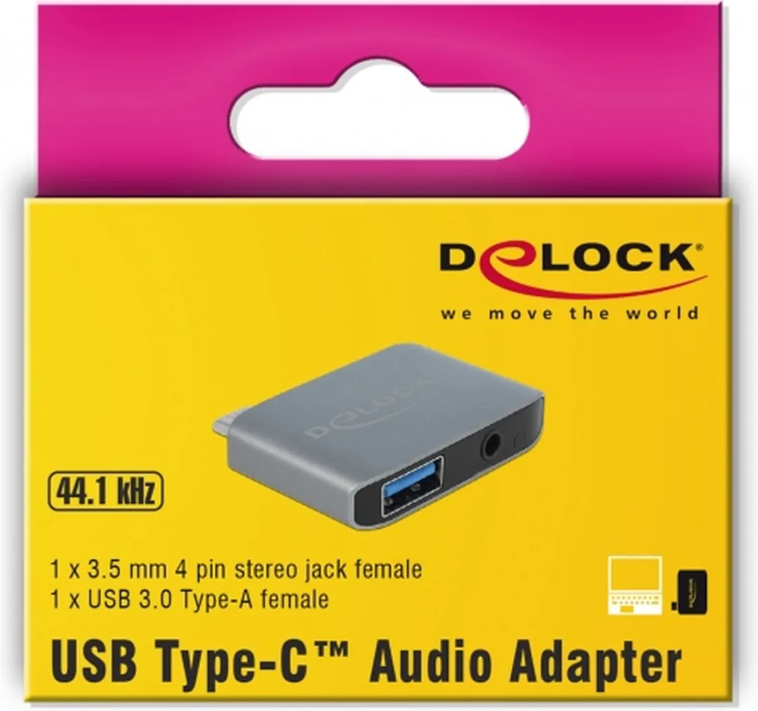 Delock 63965 Audio Adapter USB-C naar 3.5mm Jack + USB-A - Antraciet