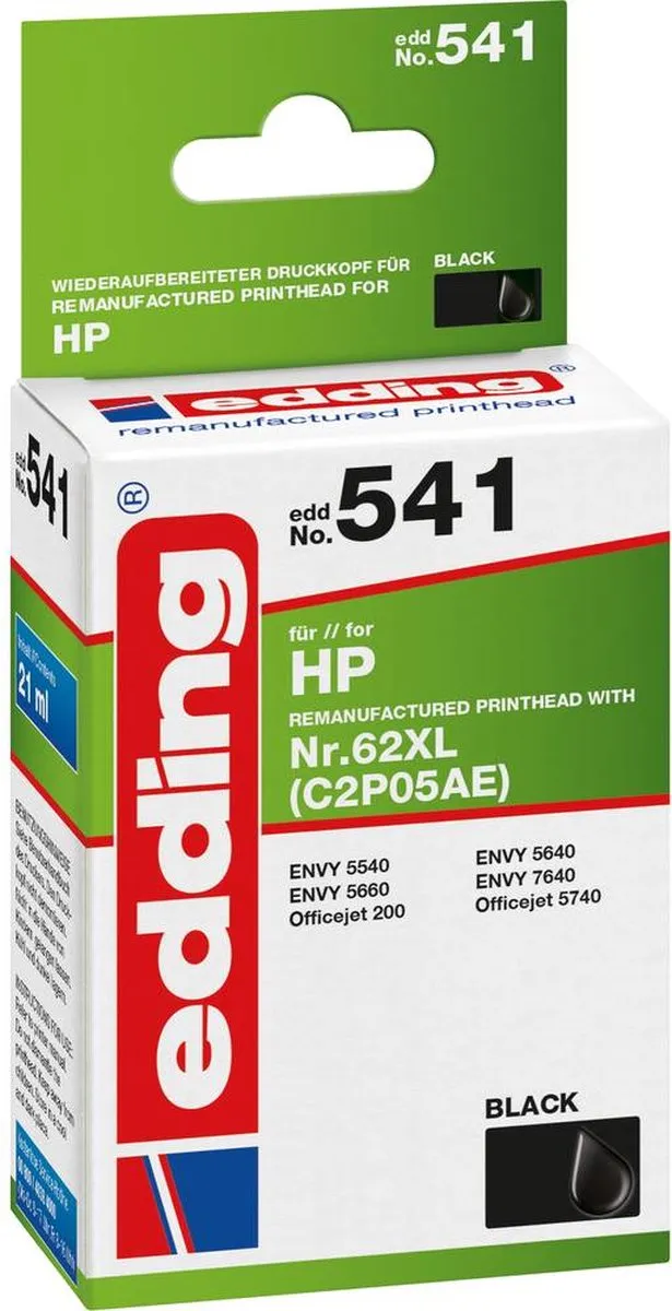 edding Inktcartridge 18-541 - Zwart - HP 62XL Compatibel