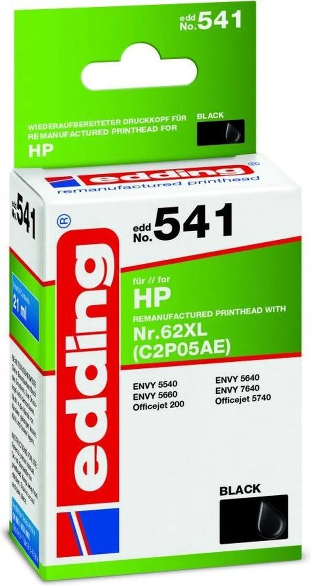 edding Inktcartridge 18-541 - Zwart - HP 62XL Compatibel