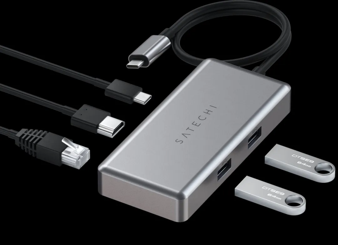 Satechi ST-UCGHM USB-C Multiport Adapter - Grijs