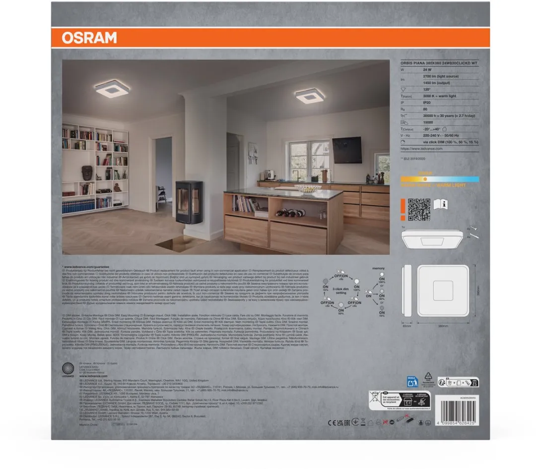 Osram Orbis Piana LED Plafondlamp 24W 3000K - Wit