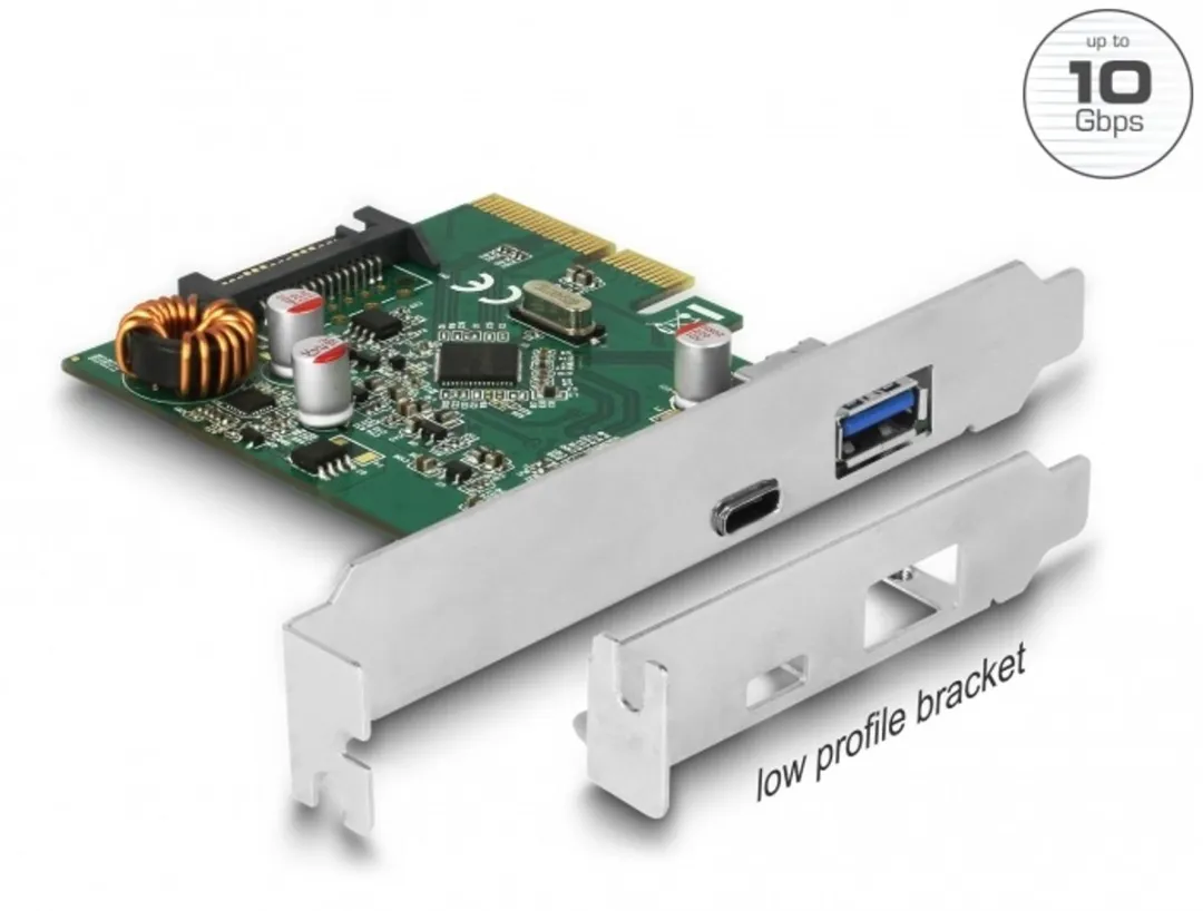 Delock PCIe x4 Kaart USB-C/USB-A 10Gbps