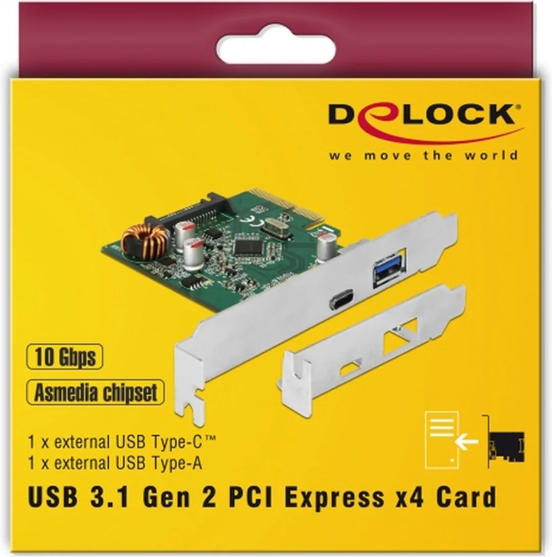 Delock PCIe x4 Kaart USB-C/USB-A 10Gbps