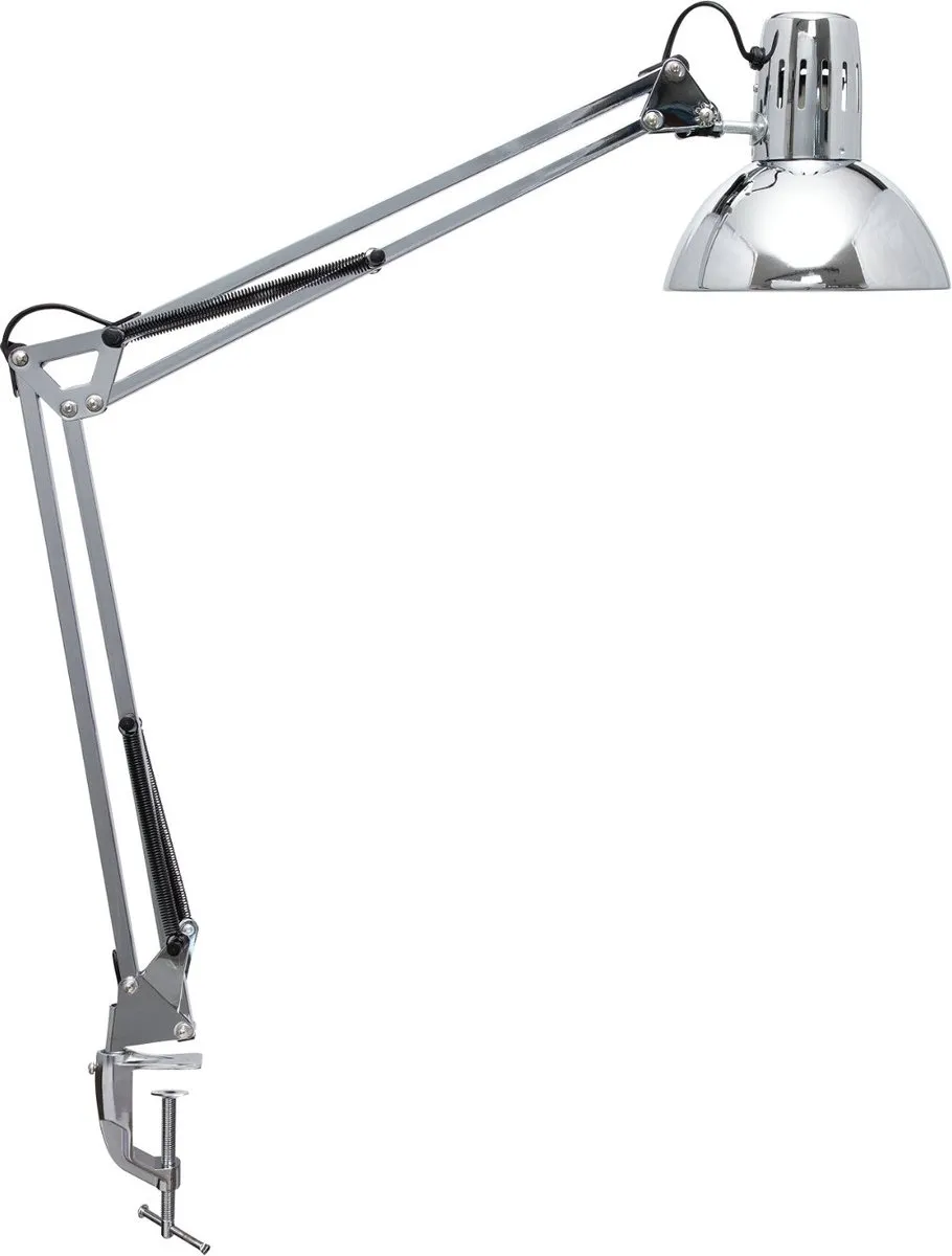 MAULstudy Bureaulamp - Metaal - Zilver - E27 Fitting - Kantelbare Arm - Tafellamp