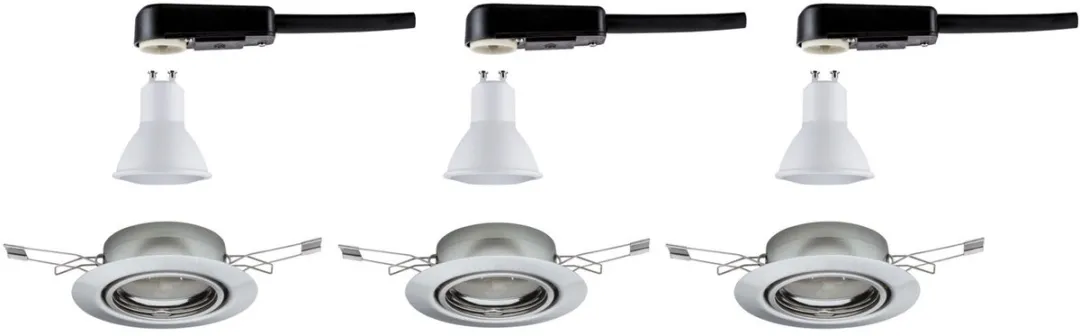 Paulmann Base Basisset LED-inbouwlamp 3x350lm 3000K - 90mm - Staal geborsteld - afbeelding 6 van 6